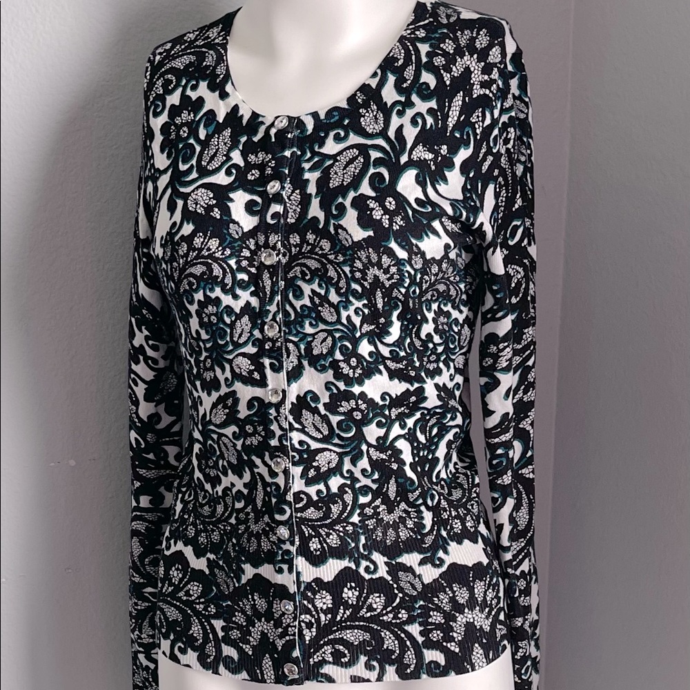 White House Black Market Paisleys cardigan sweater